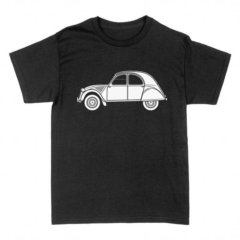 T-shirts: Klassischer 2CV als wei&szlig;e Linienzeichnung