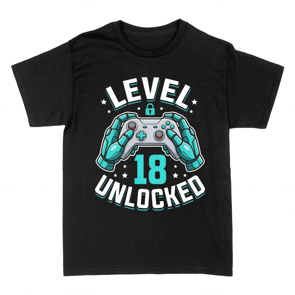 T-shirts: Level 18 Unlocked - 18. Geburtstag Gamer