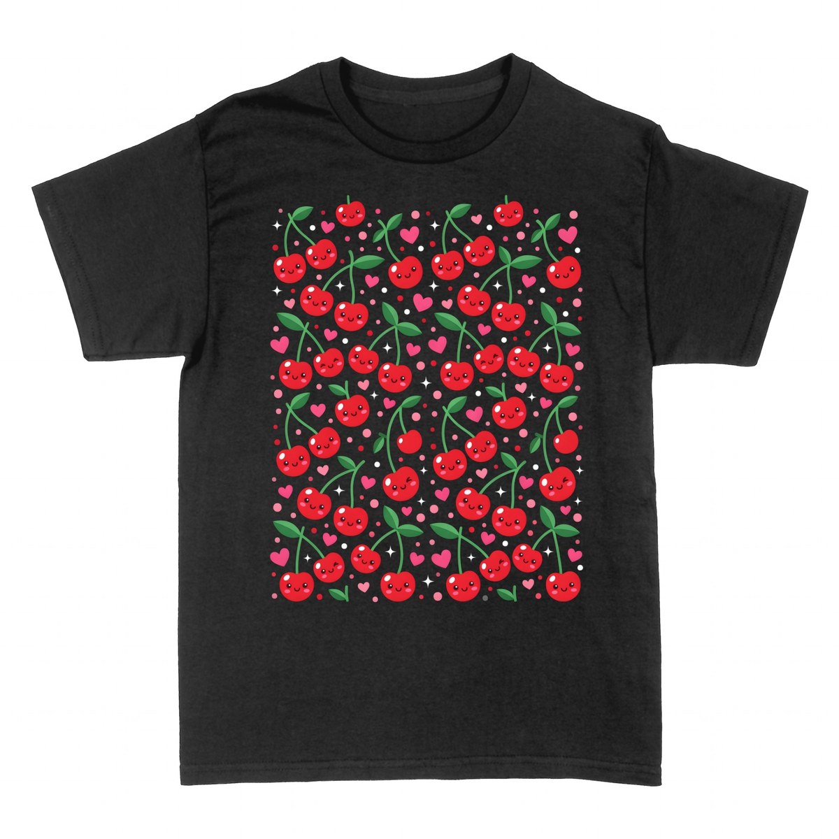 T-shirts: Kawaii Kirschen Muster mit Sternen
