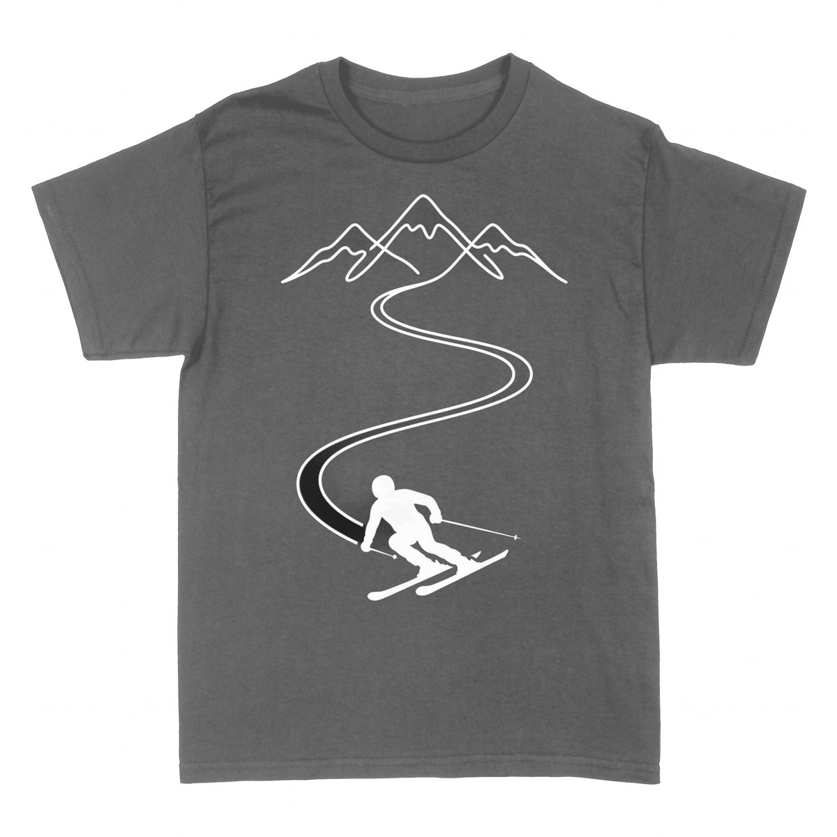 T-shirts: Skifahrer am Berg in Abfahrt