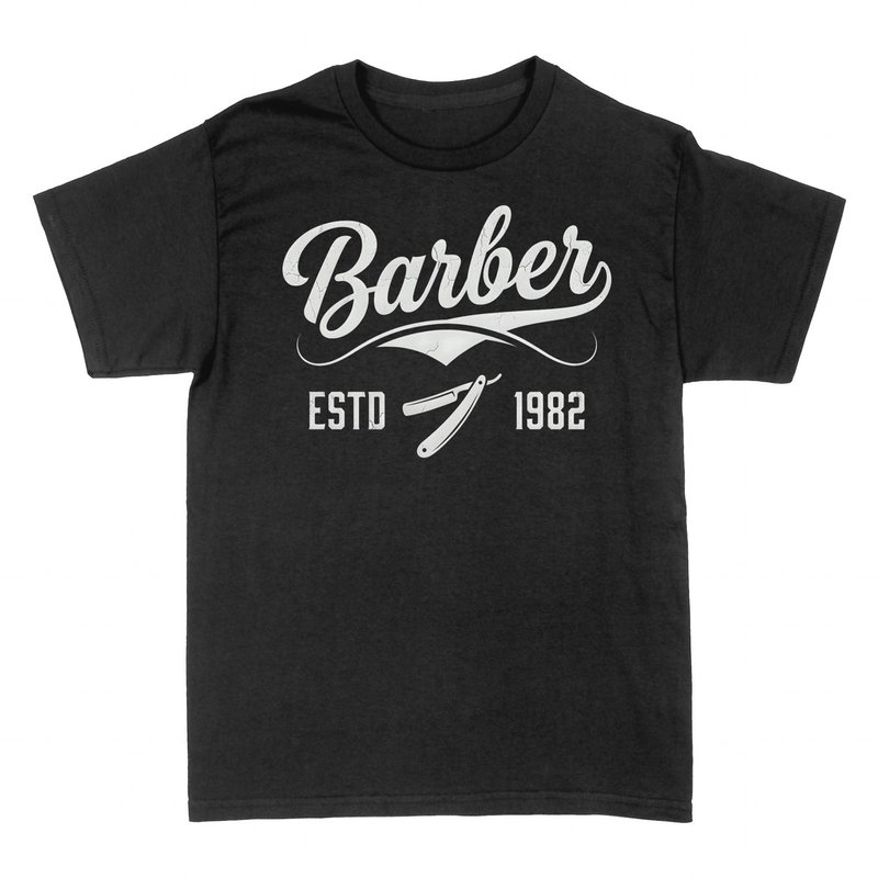 T-shirts: Barber Estd 1982 - Rasiermesser & Handwerk