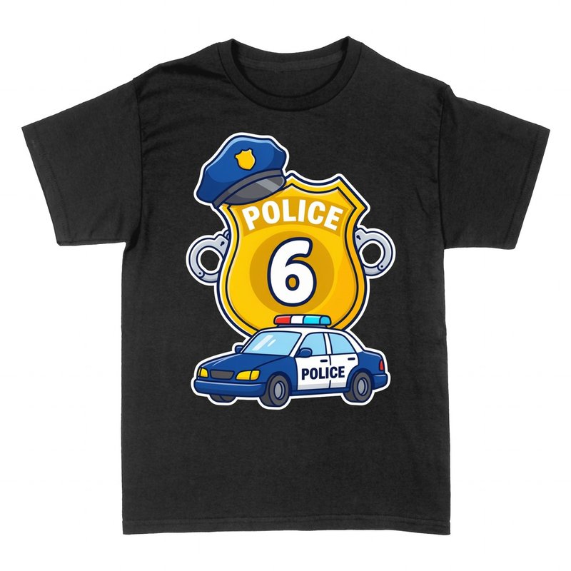 T-shirts: Polizist Nummer 6 - Marke und Streifenwagen