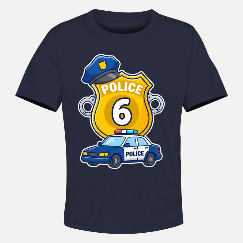 T-shirts: Polizist Nummer 6 - Marke und Streifenwagen