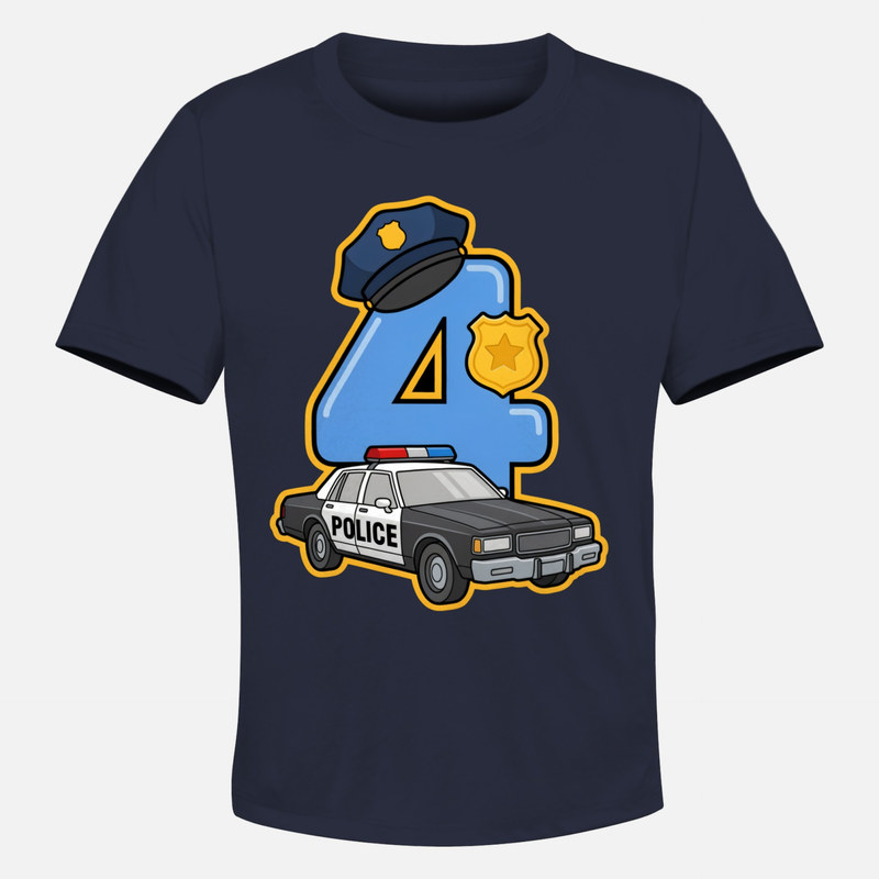 T-shirts: Nummer 4 Polizist mit Streifenwagen