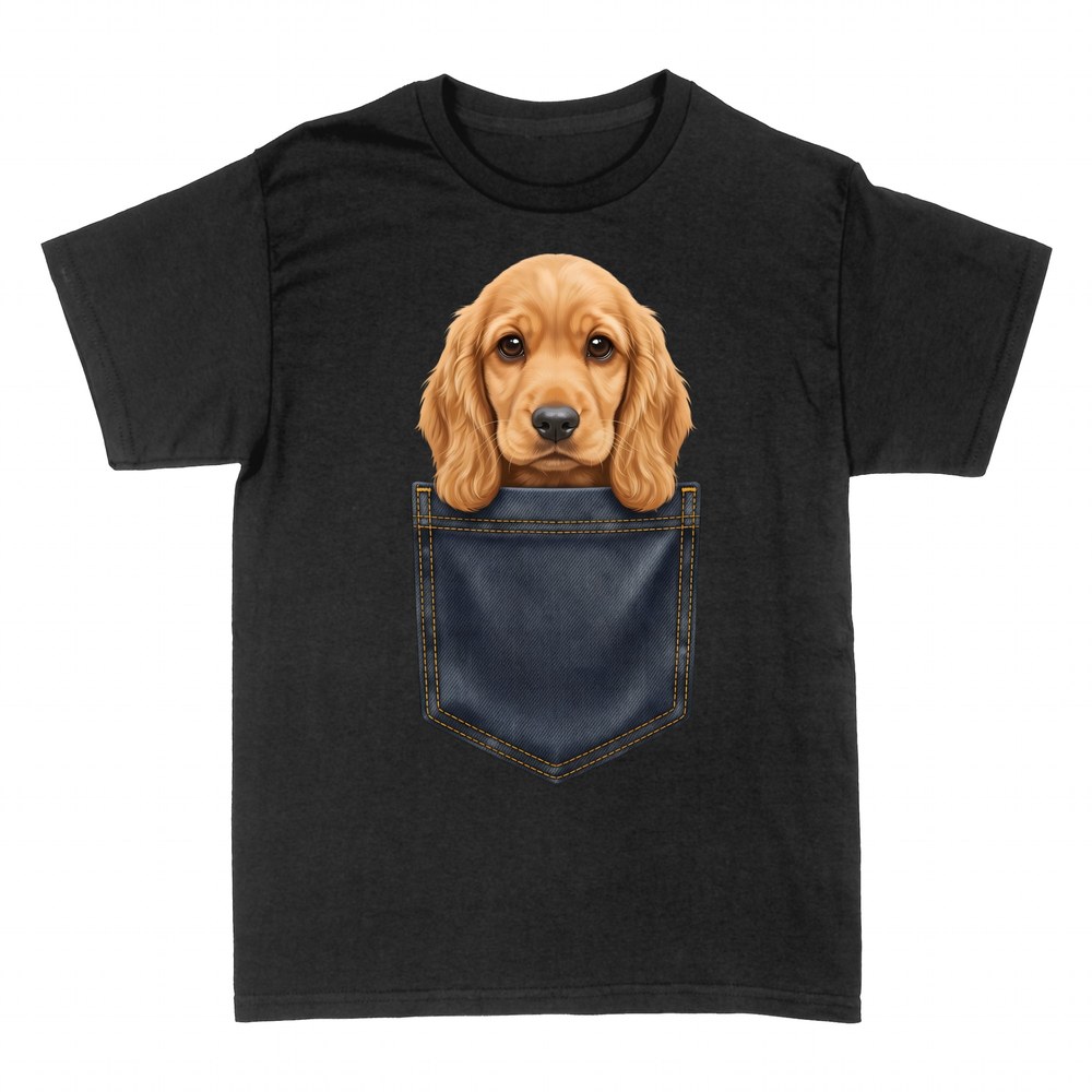 T-shirts: Cocker Spaniel Welpe in der Jeanstasche