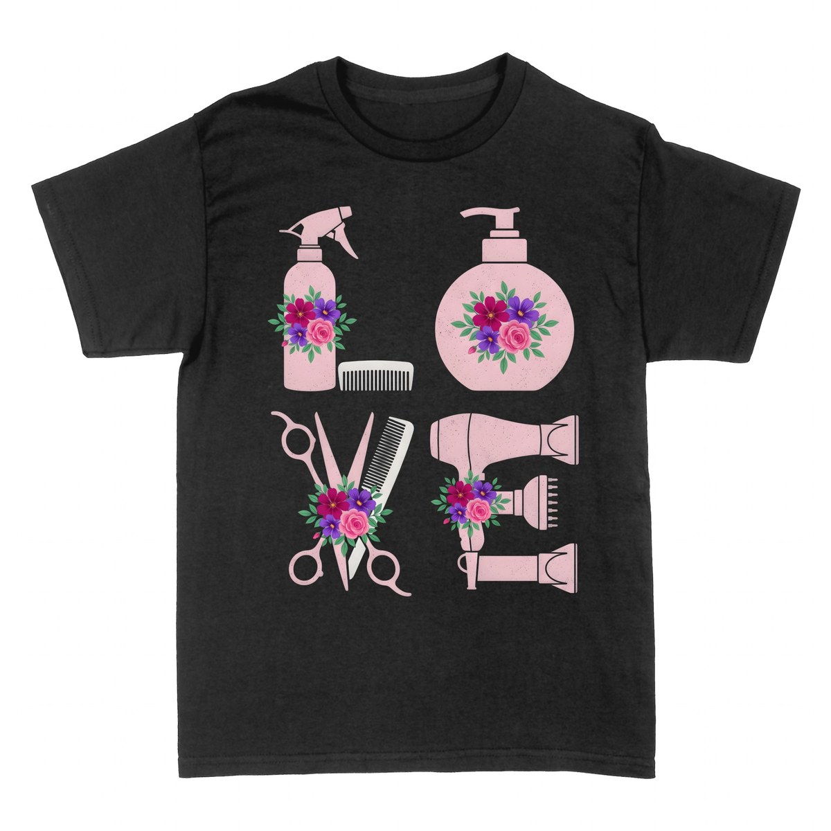T-shirts: Blumiger Friseur &mdash; Werkzeuge in Bl&uuml;te