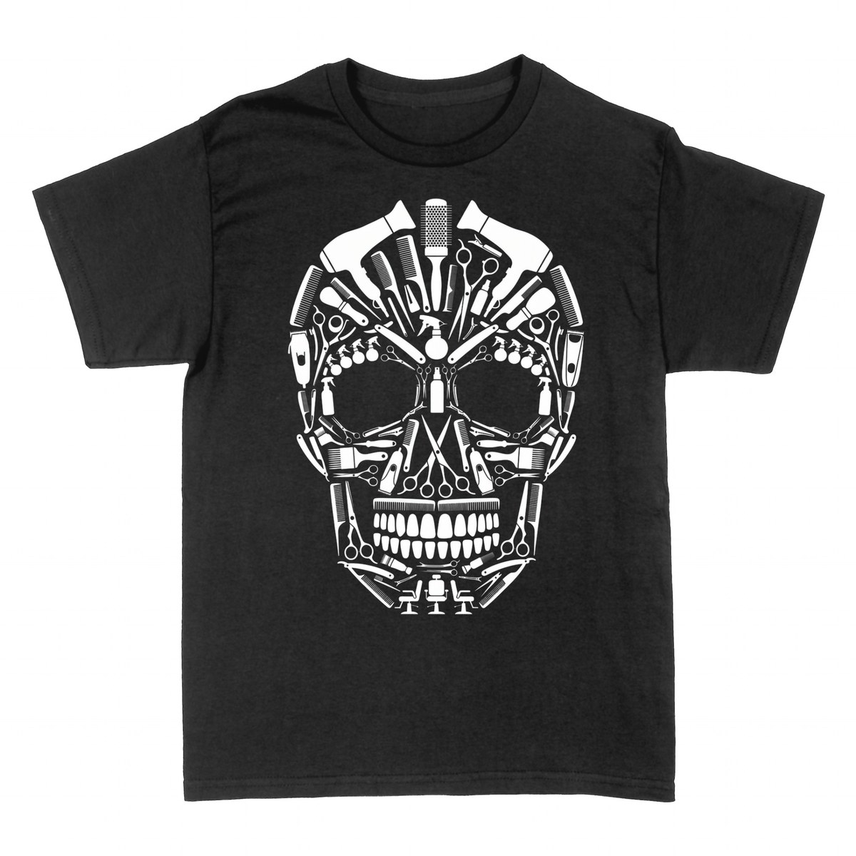 T-shirts: Friseur-Werkzeug Totenkopf