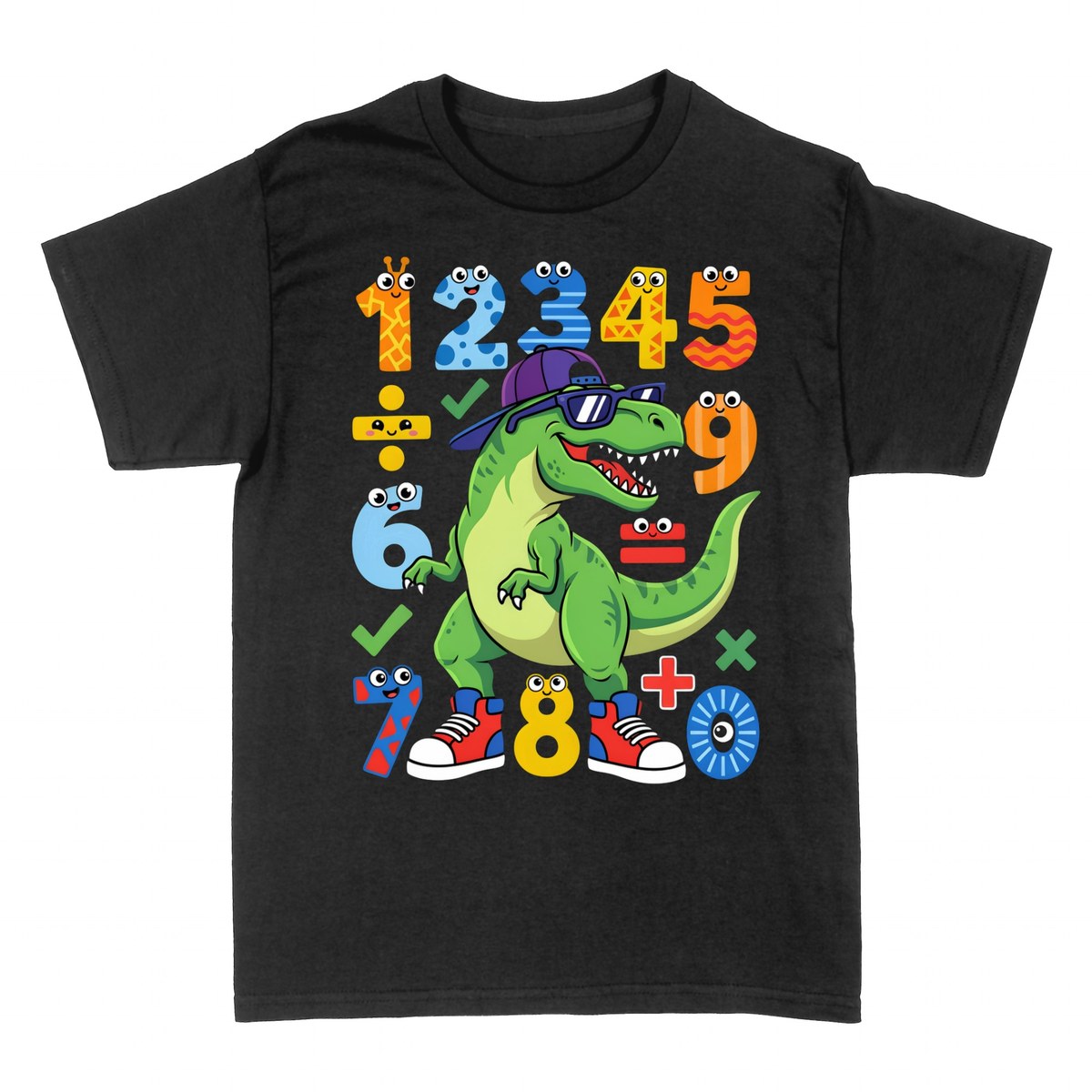 T-shirts: Mathe-Dino mit animierten Zahlen