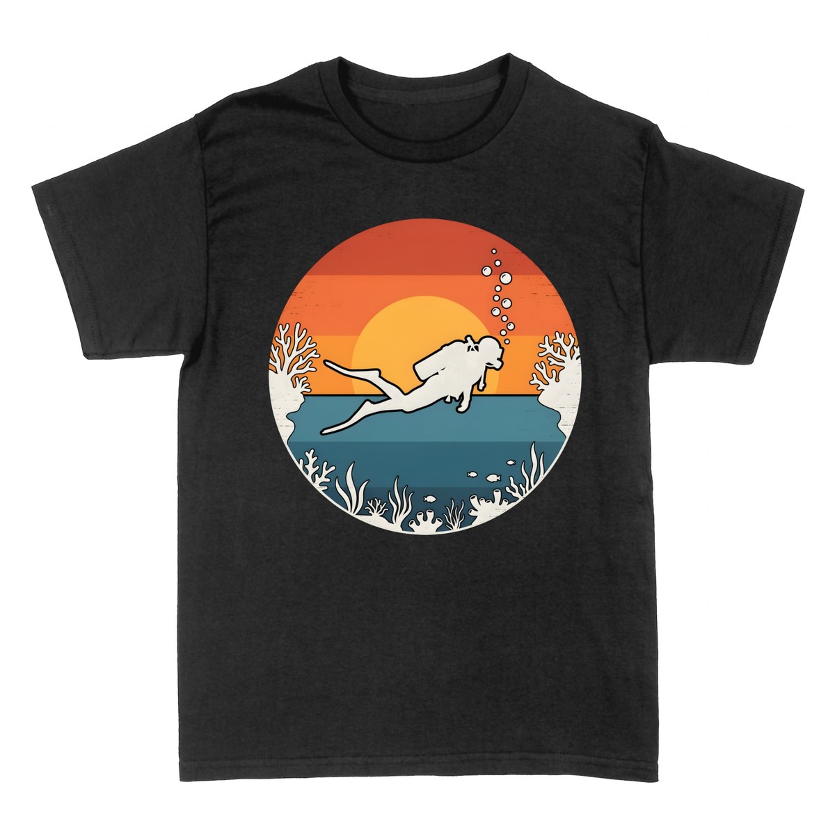T-shirts: Retro Sonnenuntergang Taucher