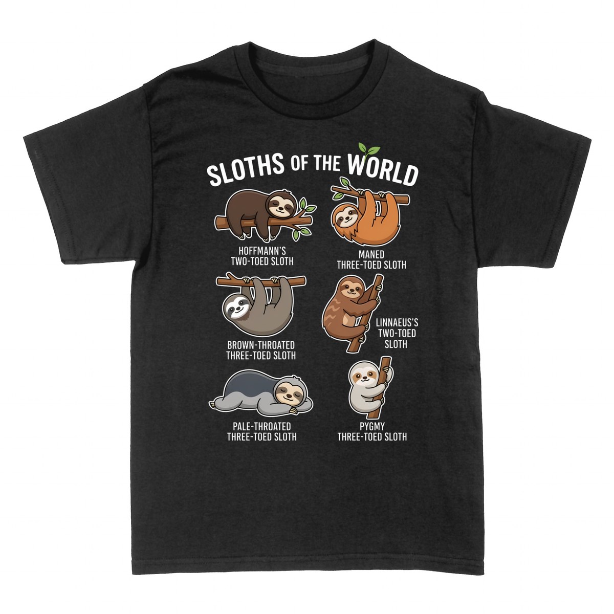T-shirts: Faultiere der Welt - 6 Arten