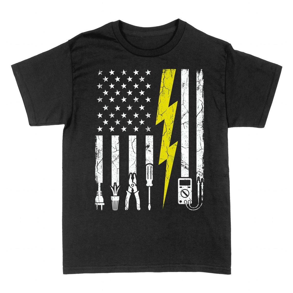 T-shirts: Elektriker Amerikanische Flagge Blitz