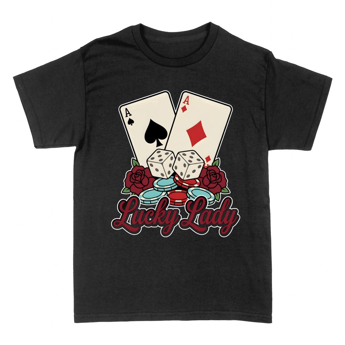 T-shirts: Lucky Lady - Poker-Asse und W&uuml;rfel