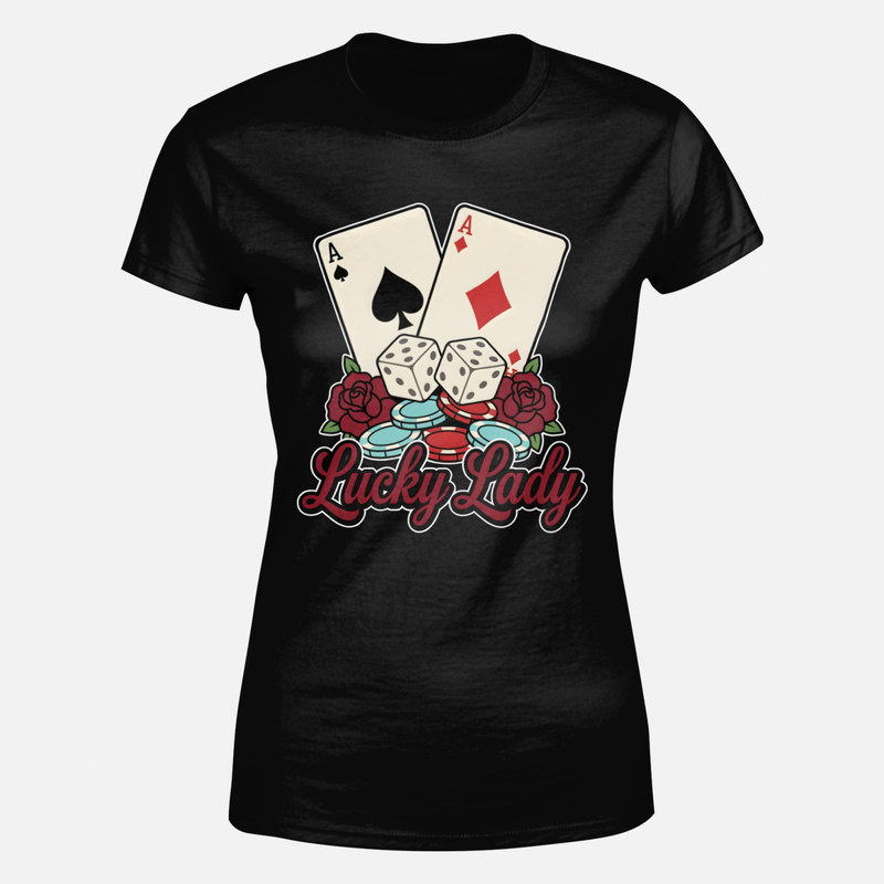 T-shirts: Lucky Lady - Poker-Asse und W&uuml;rfel