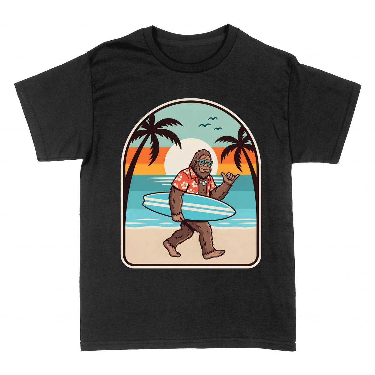 T-shirts: Bigfoot Surfer am Strand