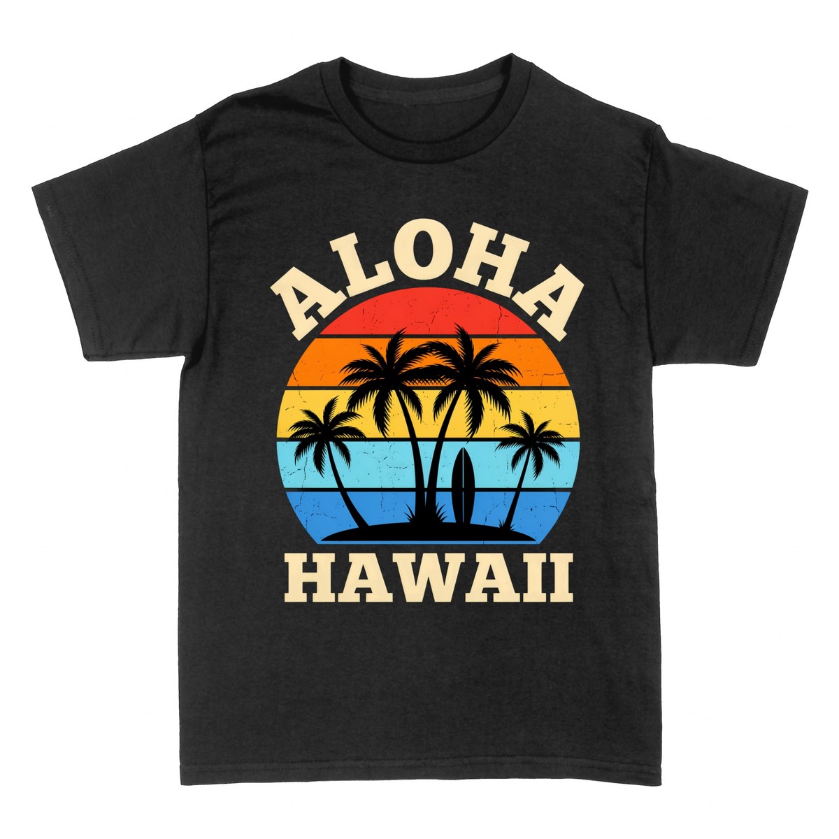 T-shirts: Aloha Hawaii &mdash; Retro-Sonnenuntergang und Palmen