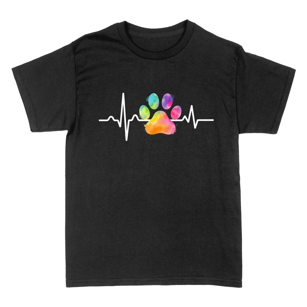T-shirts: Hundetatze Herzschlag Aquarell Regenbogen