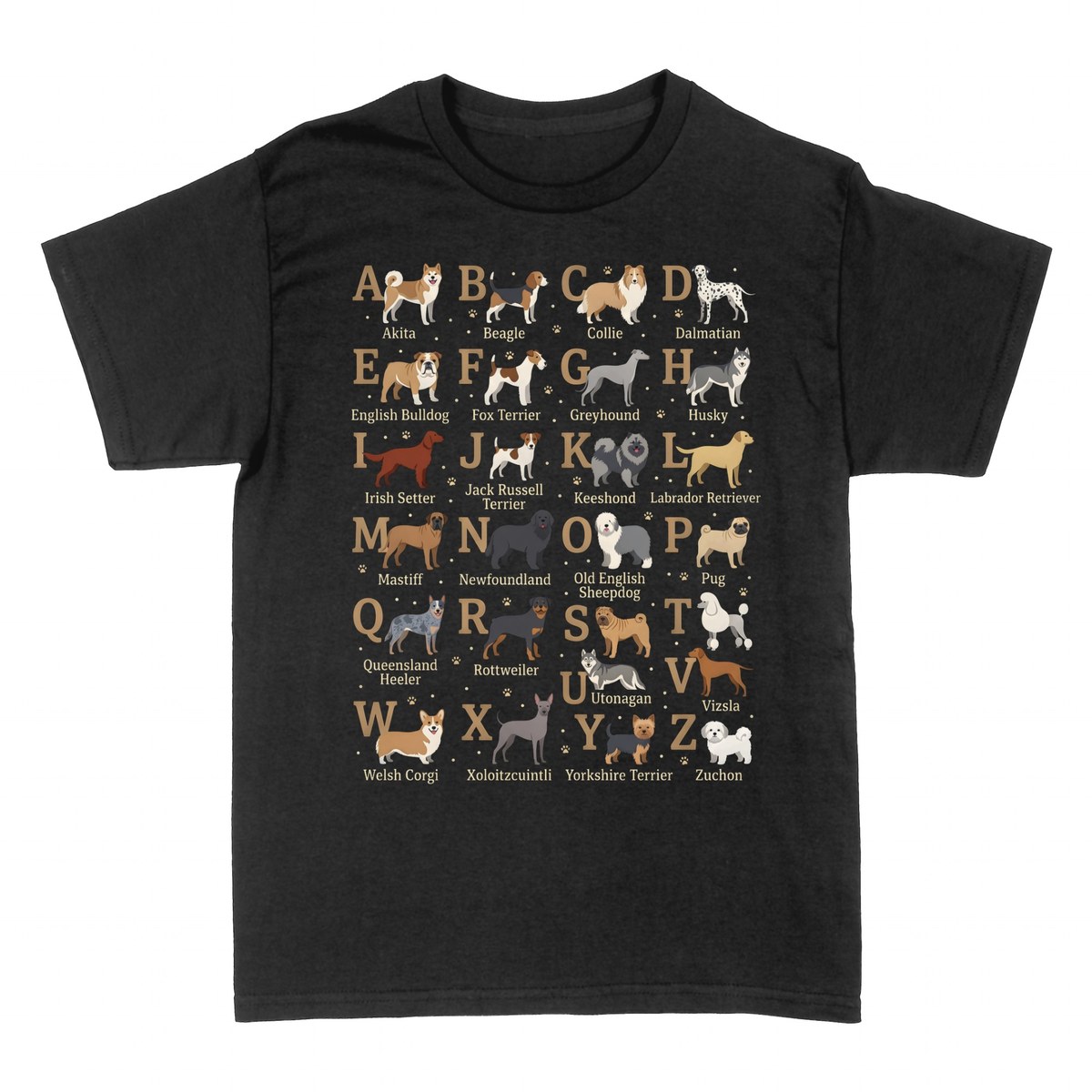 T-shirts: Hunderassen-Alphabet von A bis Z