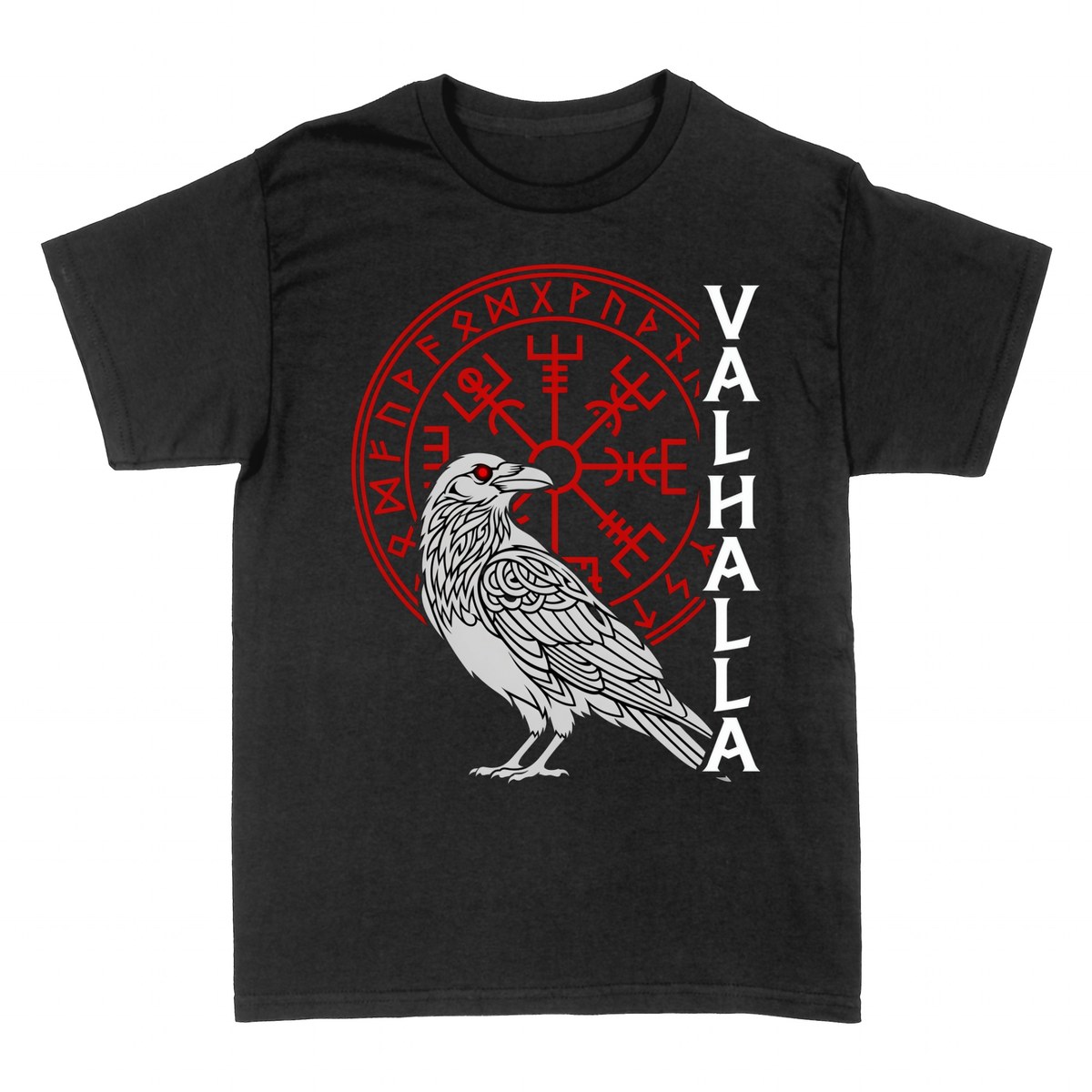 T-shirts: Valhalla-Rabe mit Wikinger-Vegvisir
