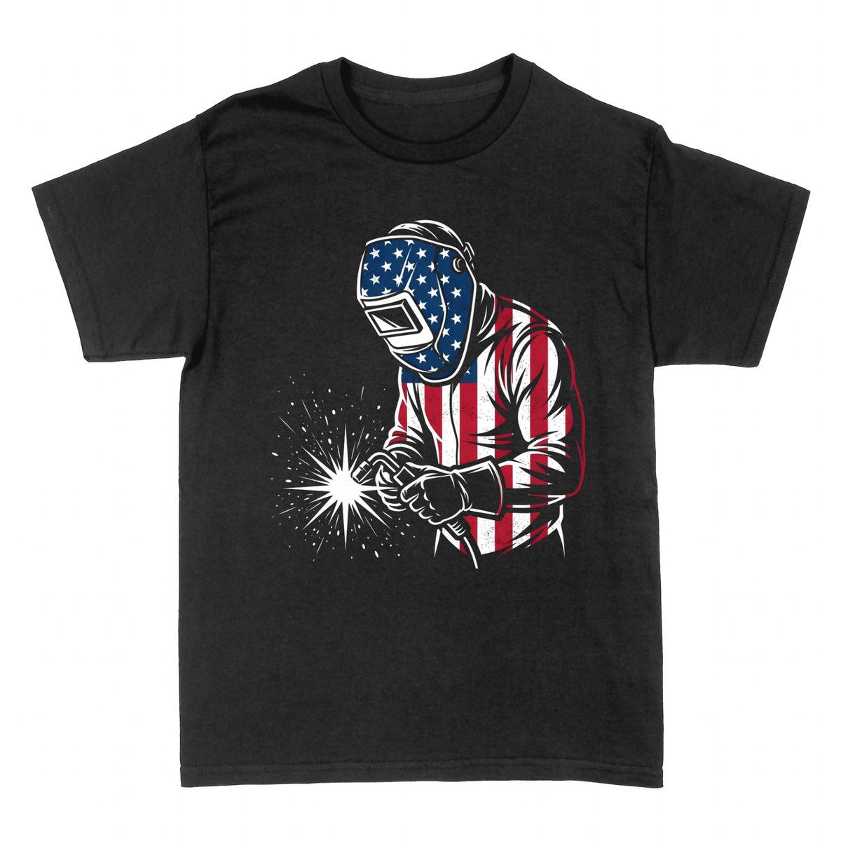 T-shirts: Schwei&szlig;er mit US-Flagge und Funken