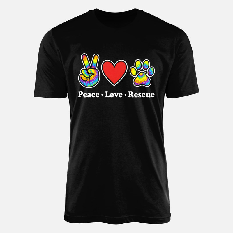 T-shirts: Frieden, Liebe, Tierrettung mit Hundepfote