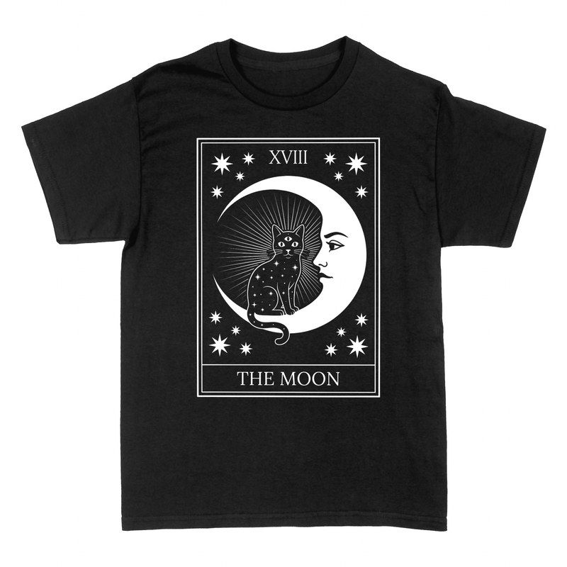 T-shirts: Tarotkarte Mond mit drei&auml;ugiger Katze