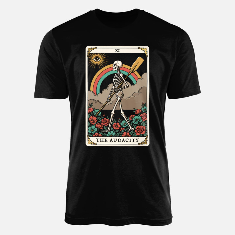 T-shirts: Tarotkarte Die K&uuml;hnheit mit Skelett