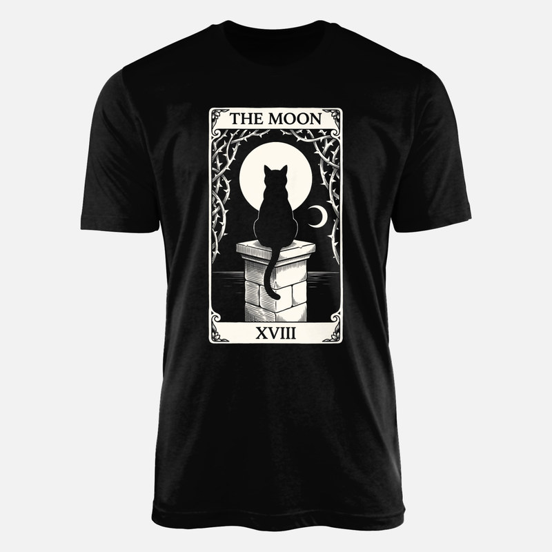 T-shirts: Tarotkarte Schwarze Katze Der Mond
