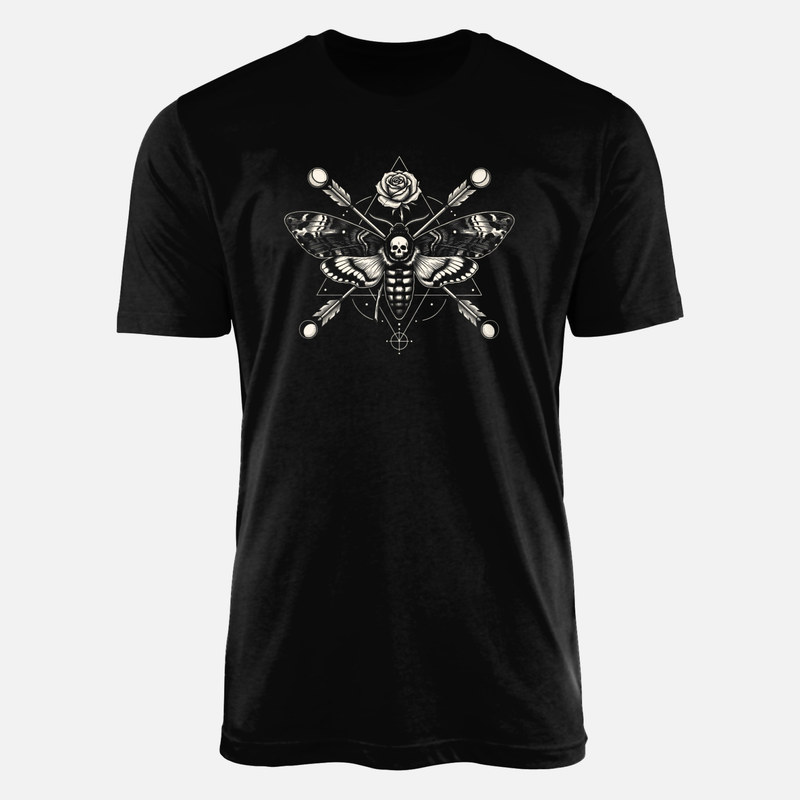 T-shirts: Totenkopfschw&auml;rmer und Rose