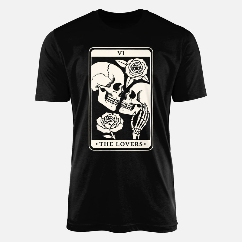 T-shirts: Tarotkarte Die Liebenden mit Totenk&ouml;pfen