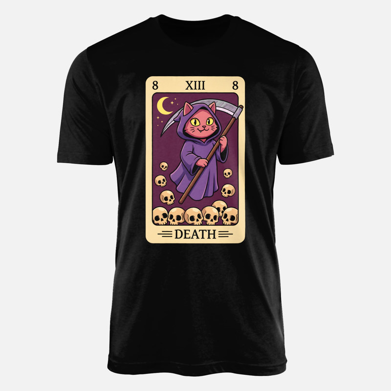 T-shirts: Tarotkarte Tod mit Kawaii-Katze