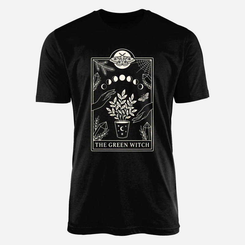 T-shirts: Tarotkarte Gr&uuml;ne Hexe mit Pflanze