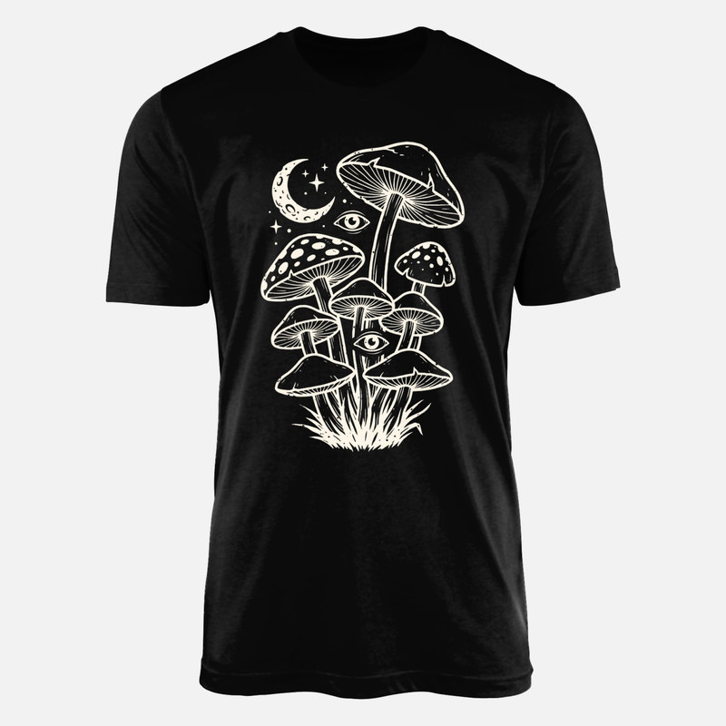 T-shirts: Mystische Pilze mit Augen und Mond