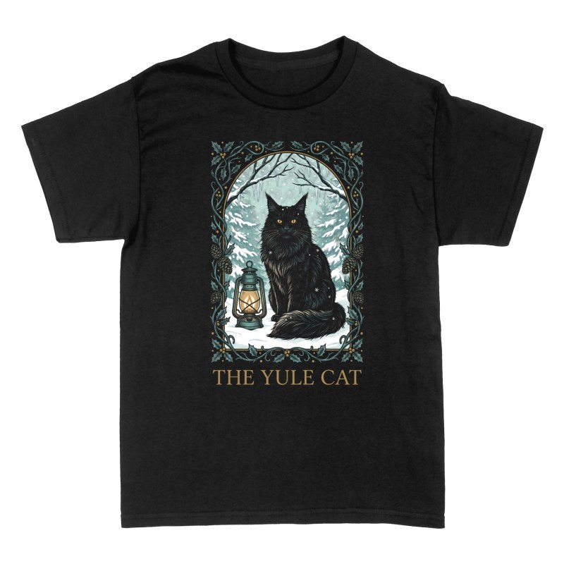 T-shirts: Yule-Katze mit Laterne im Winter
