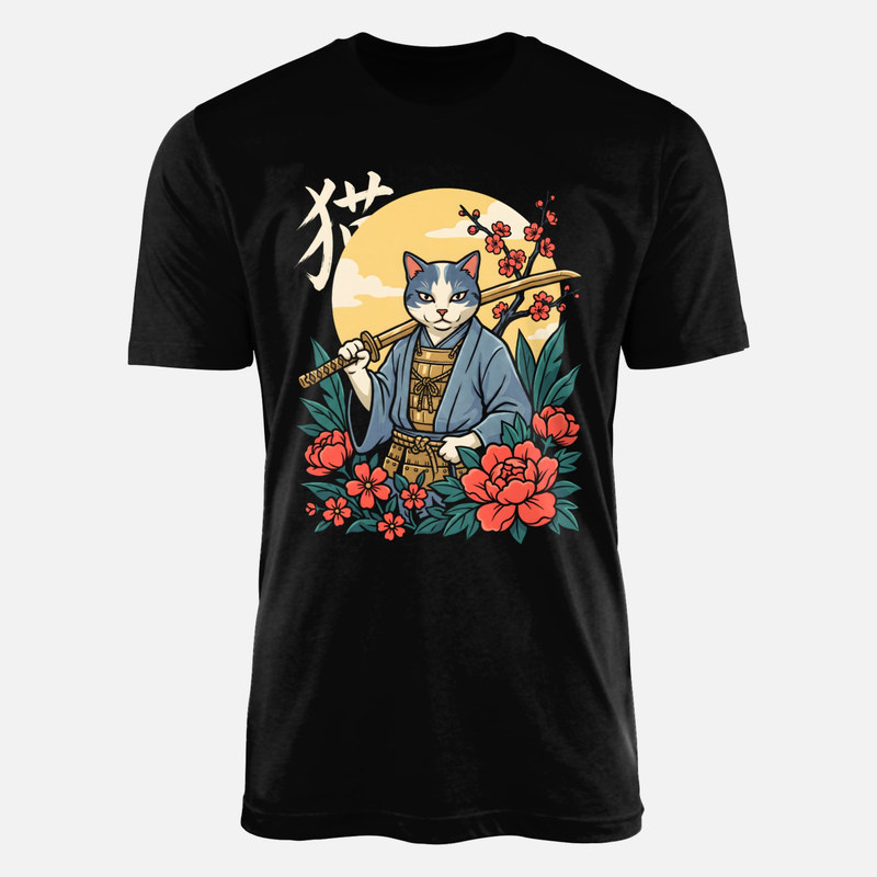 T-shirts: Japanische Samurai-Katze