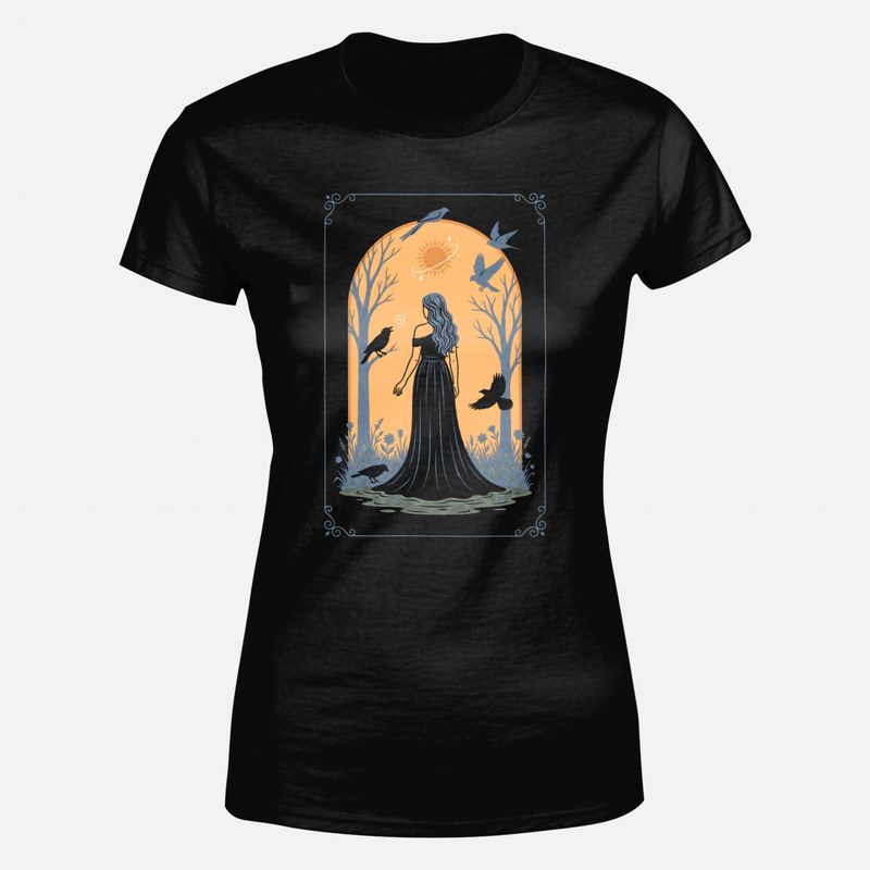 T-shirts: Mystische Frau mit Raben im Wald