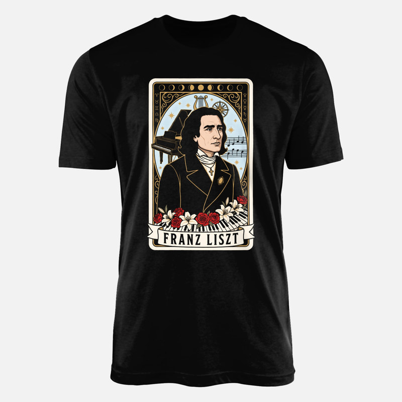T-shirts: Franz Liszt Tarotkarte mit Klavier