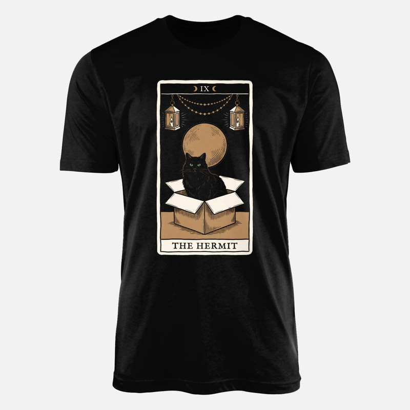 T-shirts: Schwarze Katze Tarot Der Eremit