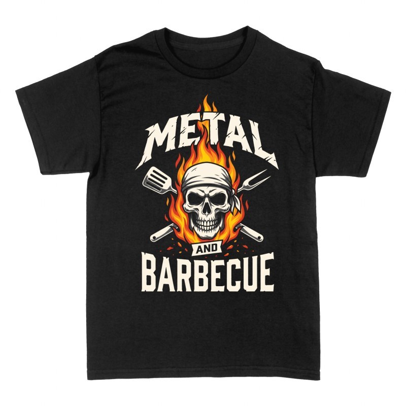 T-shirts: Metal & BBQ Totenkopf mit Flammen