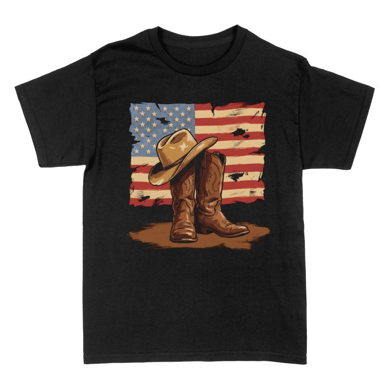 T-shirts: Cowboystiefel und Hut mit US-Flagge
