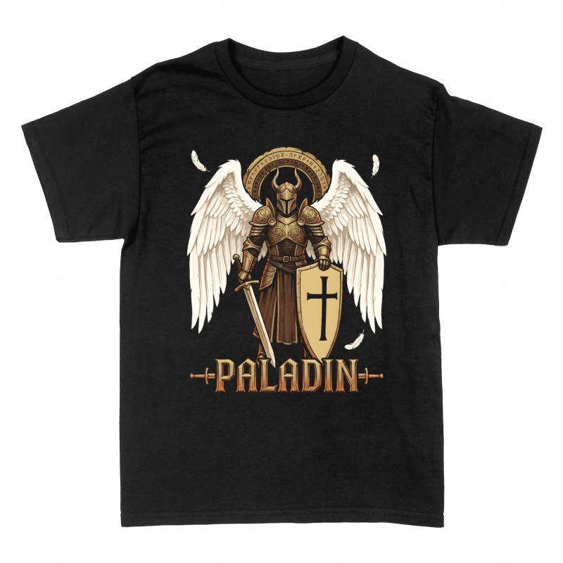 T-shirts: Gefl&uuml;gelter Paladin mit Schwert und Schild