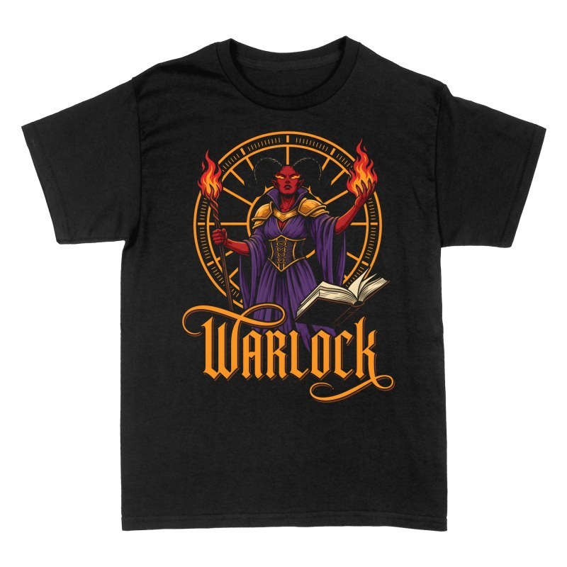 T-shirts: Tiefling Hexe Warlock mit Zauberbuch