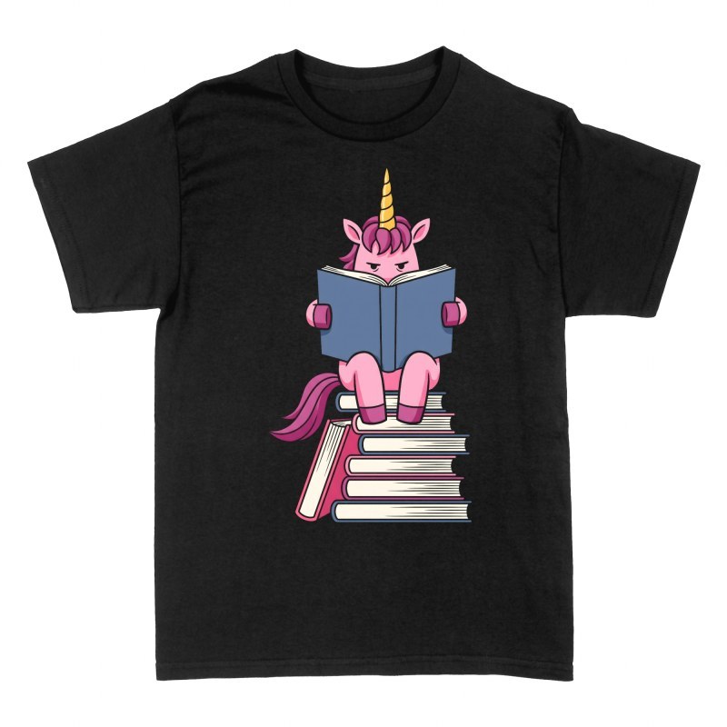T-shirts: Lesendes Einhorn auf B&uuml;cherstapel