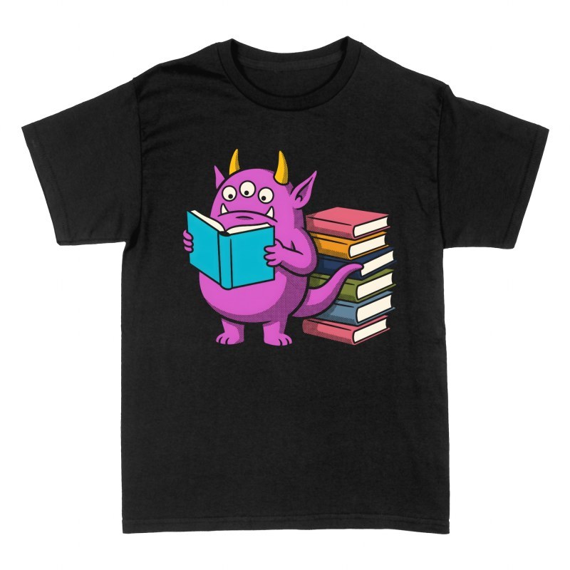 T-shirts: Lila Lesemonster mit Drei Augen