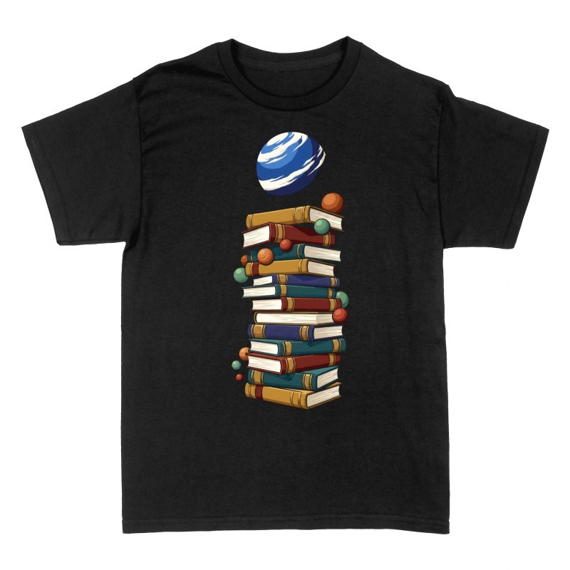 T-shirts: B&uuml;cherturm und Planet