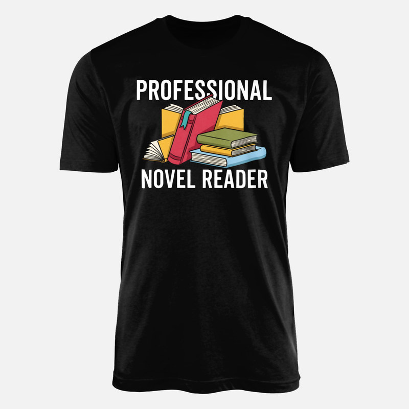 T-shirts: Professioneller Romanleser B&uuml;cherstapel