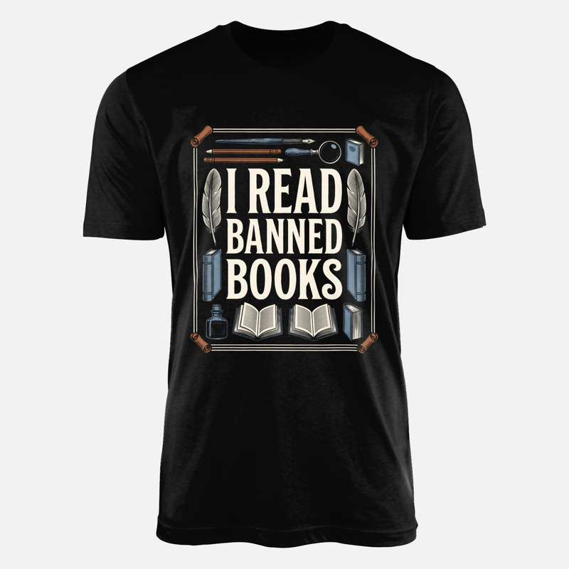 T-shirts: Ich lese verbotene B&uuml;cher Vintage Gravur