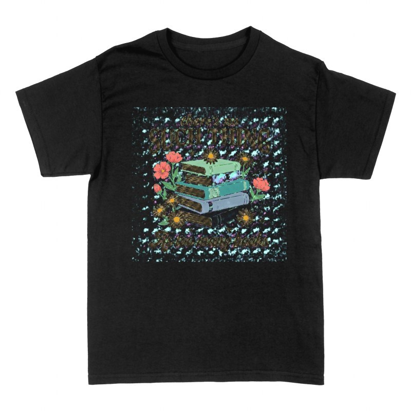 T-shirts: B&uuml;cherstapel mit goldenen Blumen