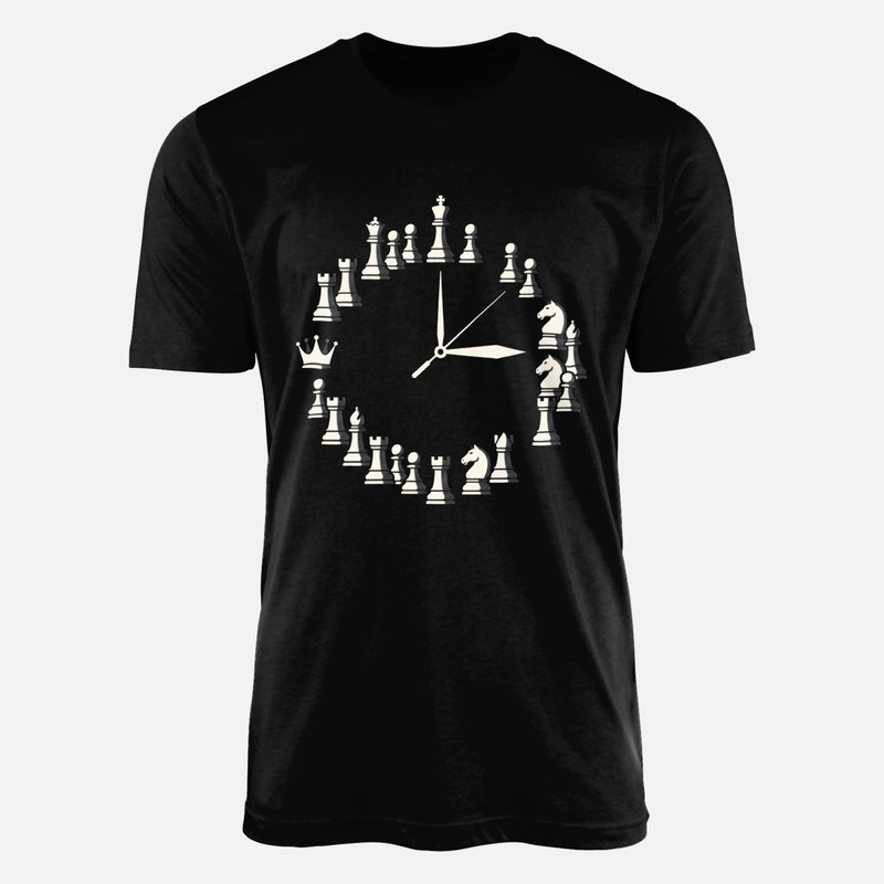 T-shirts: Schachuhr mit Schachfiguren