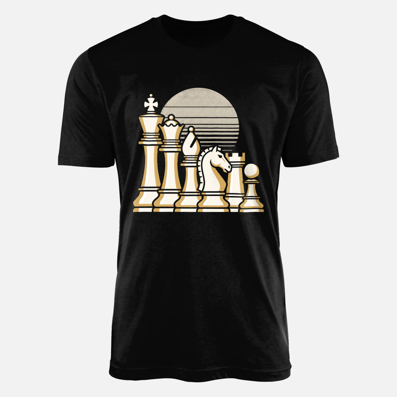 T-shirts: Schachfiguren mit Retro-Sonne