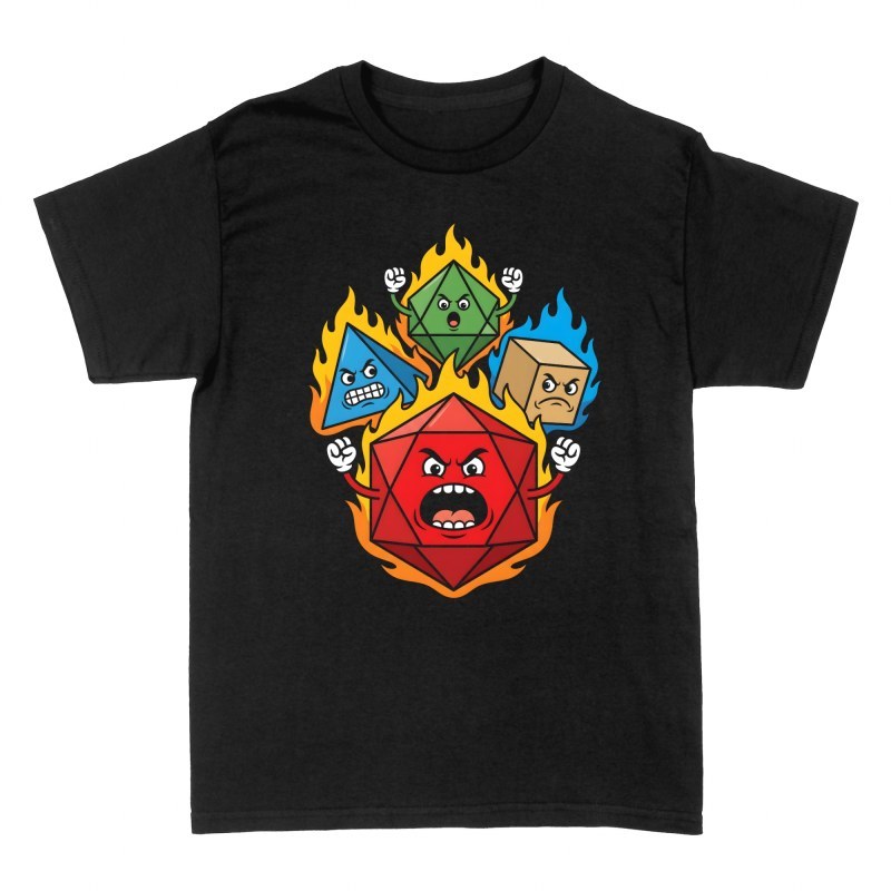 T-shirts: W&uuml;tende brennende Rollenspiel-W&uuml;rfel